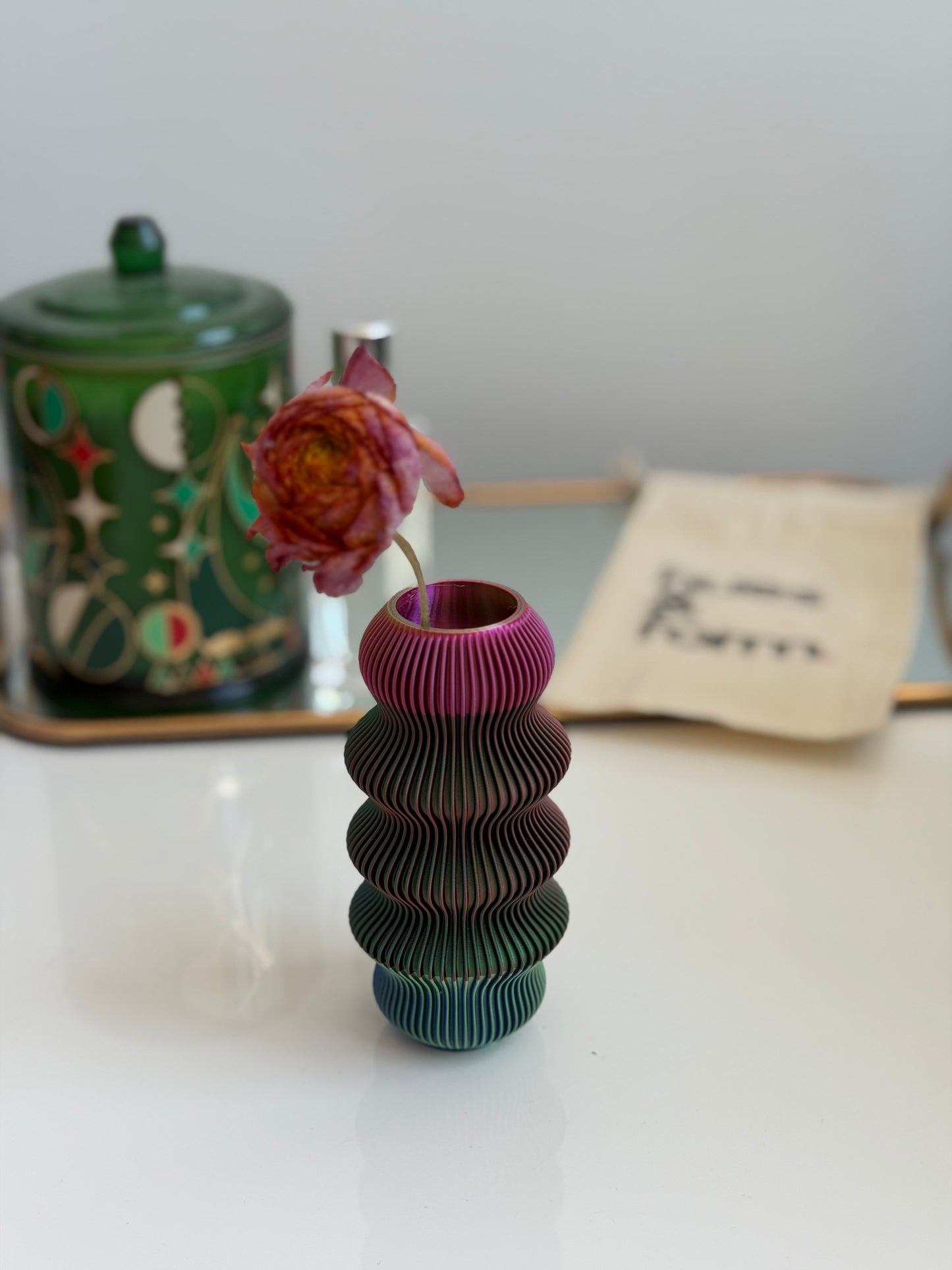 bud vase - zippa (green/pink/yellow & copper/green/purple & blue/green/peach)