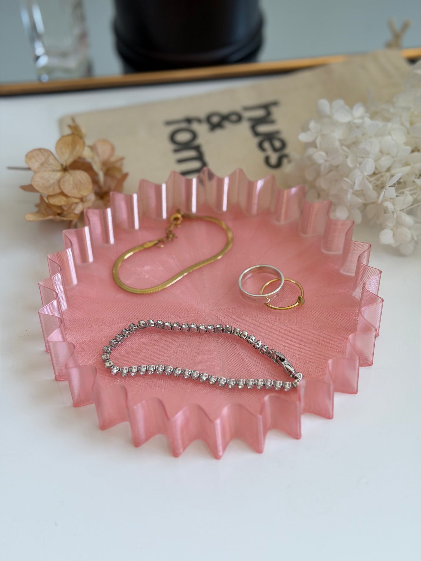 large trinket tray - translucent pink