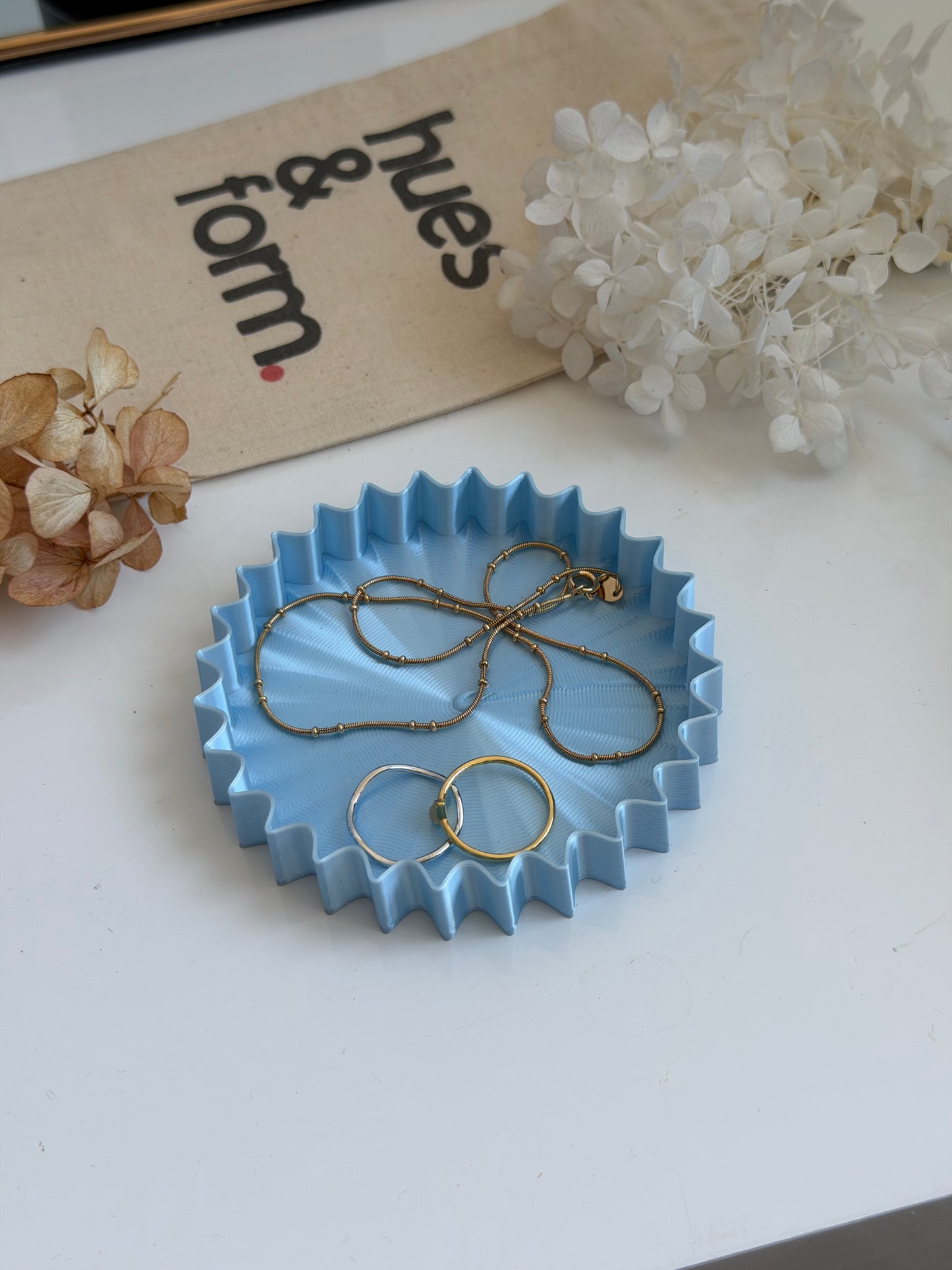 small trinket tray - blue silk