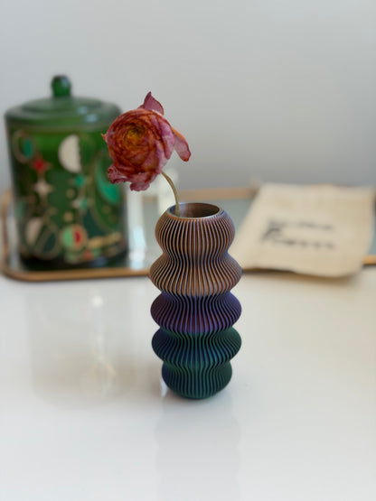 bud vase - zippa (blue/green/peach & copper/green/purple & blue/green/red)