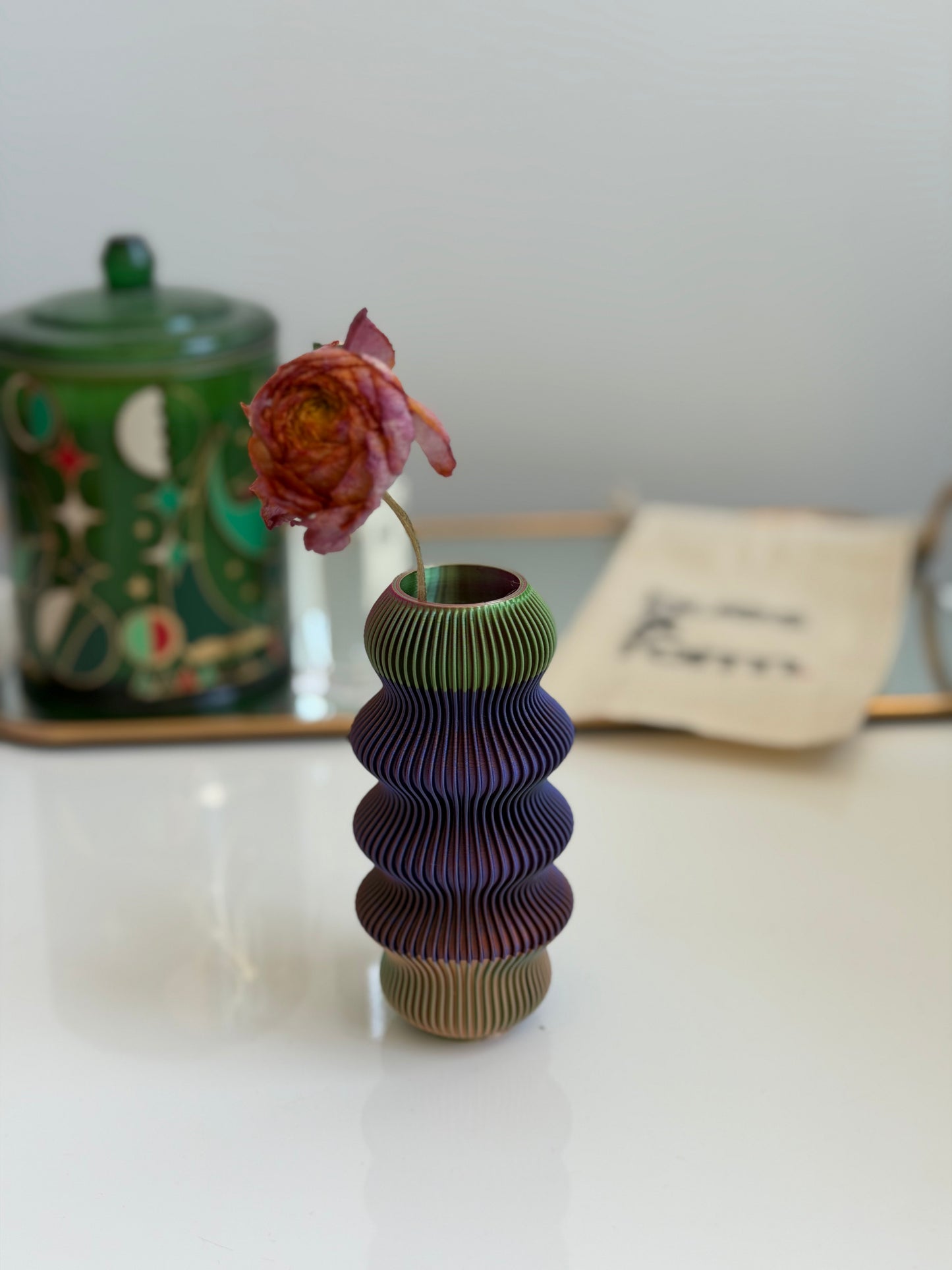 bud vase - zippa (green/pink/yellow & copper/green/purple & blue/green/peach)