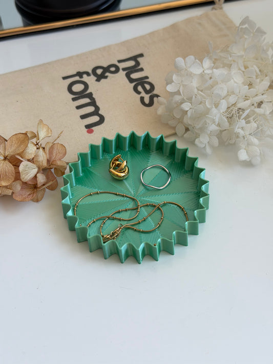 small trinket tray - green silk