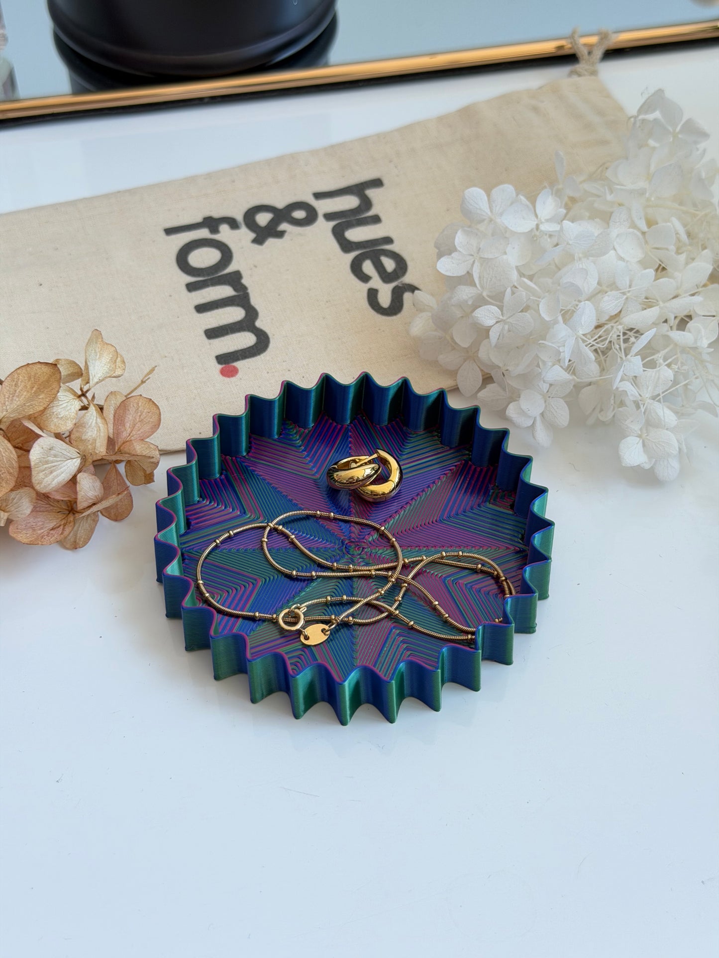 small trinket tray - tri-colour (blue/green/red)