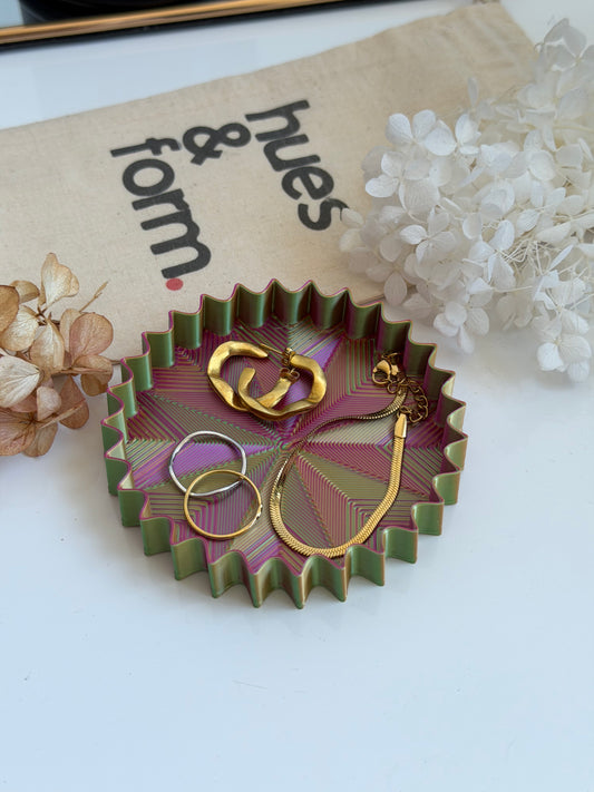 small trinket tray - tri-colour (green/pink/yellow)